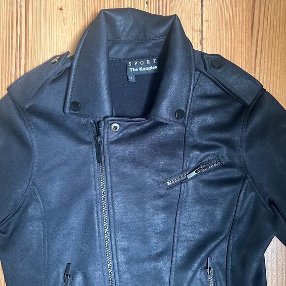 The Kooples Sport black moto blazer jacket SIZE S - Picture 4 of 5